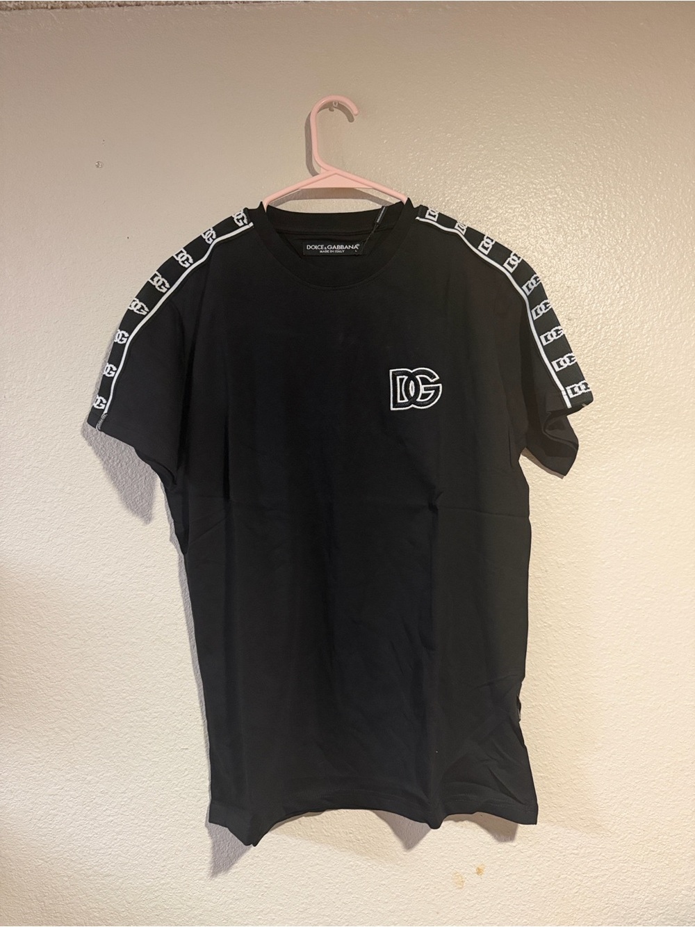 Dolce & Gabbana Black Tee with White Logo Tape - Picture 2 of 7